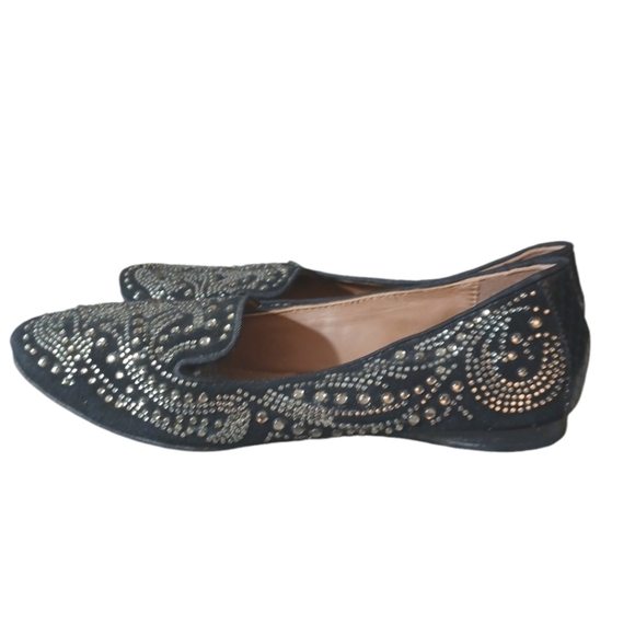 Donald Pliner 25th Anniversary Black Suede Studded Ballet Flats size 7.5 - Picture 4 of 9